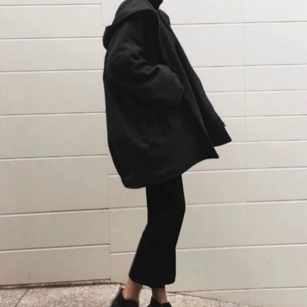 Gray coat with hood